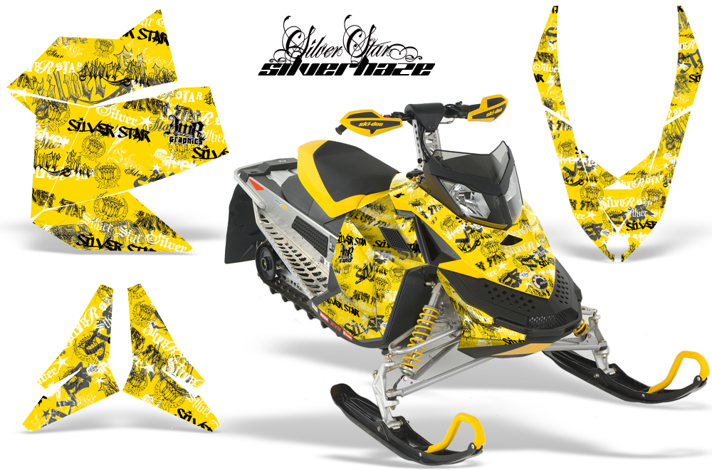 Skidoo REV XP Graphics Kit YELLOW Silverhaze